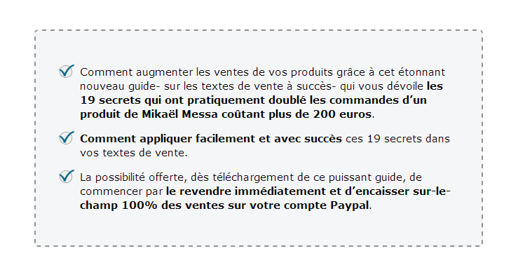 Insérez un Johnson Box au tout début de votre page de vente