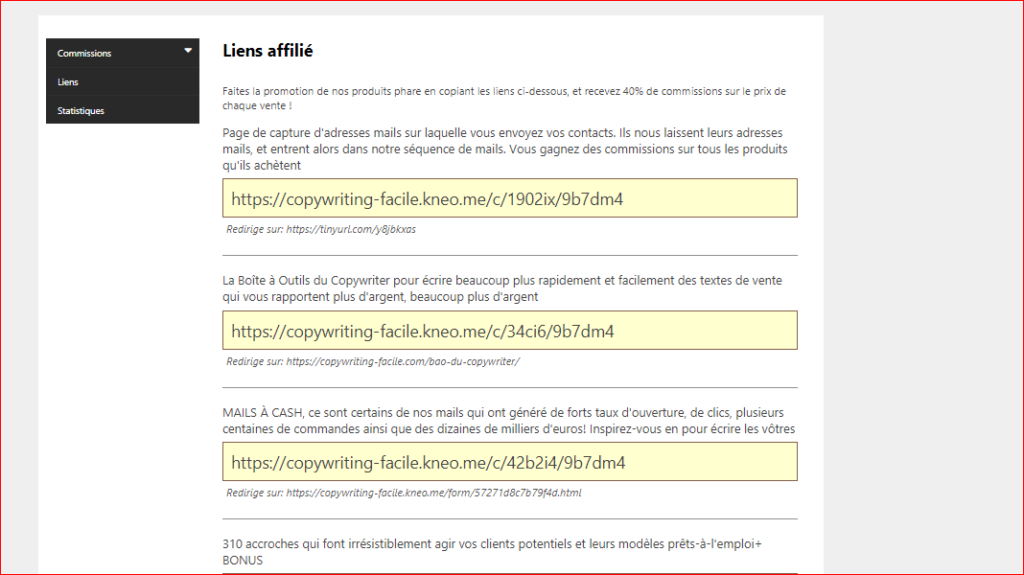 Programme d'affiliation copywriting