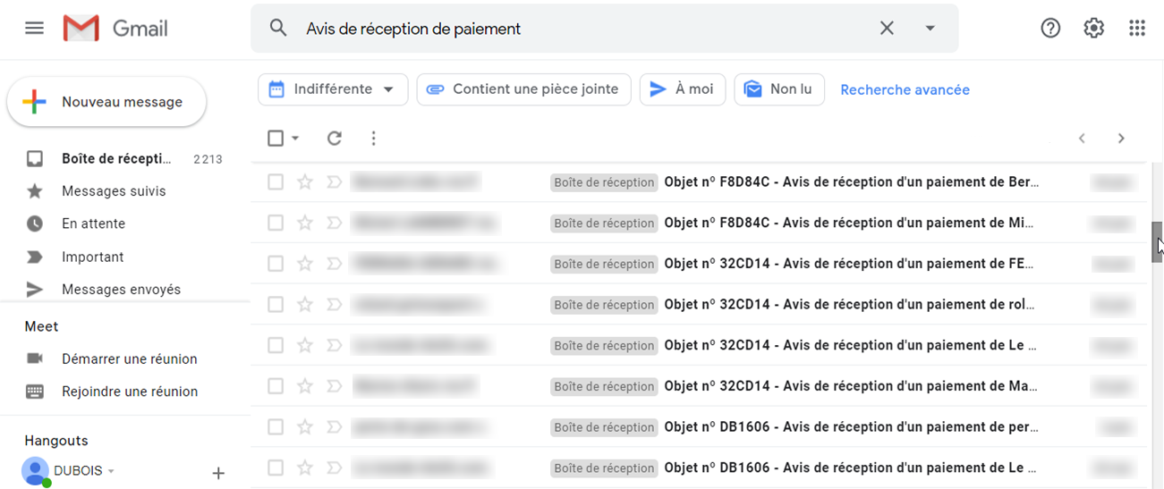 Avis de réception d'un paiement 110% 3