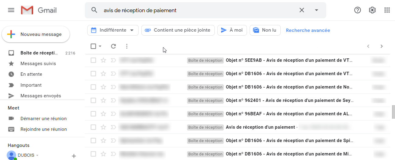 Avis de réception d'un paiement 110% 6