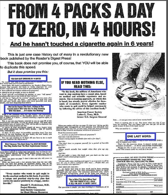 Texte de vente sur l’arrêt de la cigarette